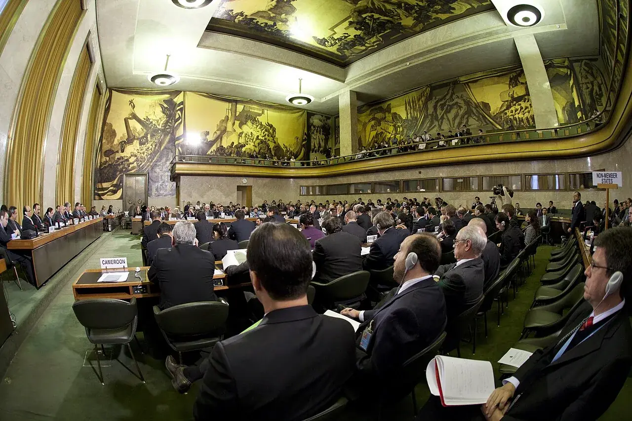 ジュネーブの国連欧州本部で開かれた軍縮会議の会場