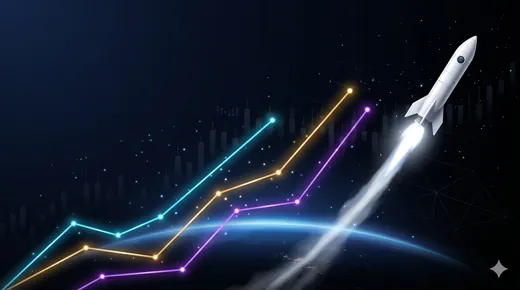 ネオンの成長グラフを駆け上がる、打ち上げロケット